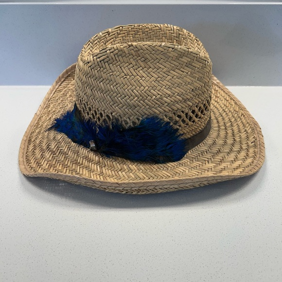 DPC Straw Hat with Feather Black Band - Picture 1 of 3